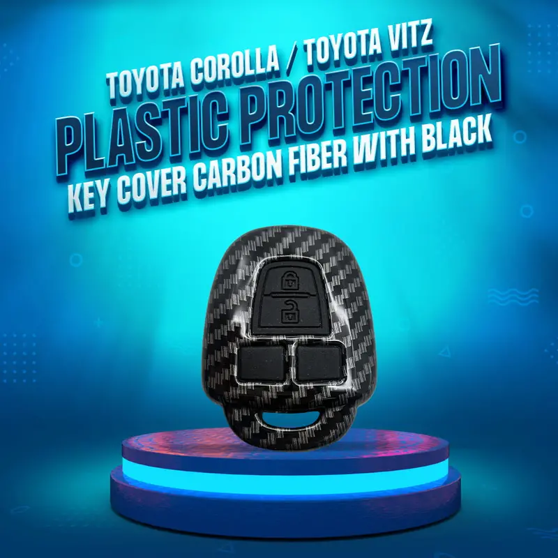 Toyota Corolla & Vitz Key Protector – Pvc Shell With Carbon-Fiber Texture & Black Trim, 2 Buttons 1