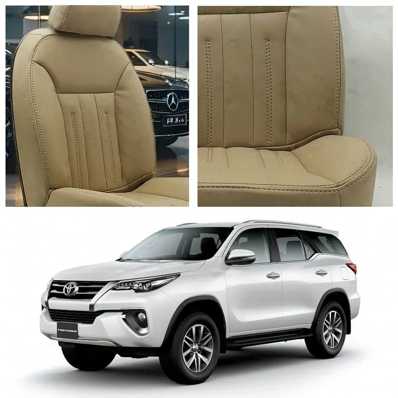 Toyota Fortuner Beige Seat Covers With Audi-Inspired Aesthetics (2016–2024) 1