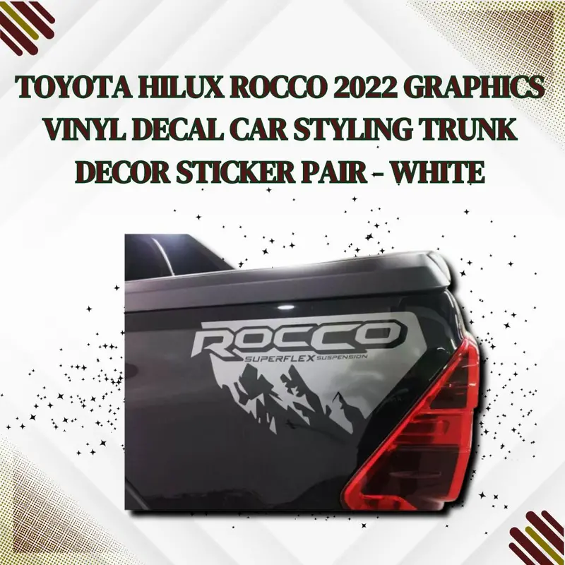 Toyota Hilux Rocco 2022 Trunk Vinyl Decals – White Pair For Exterior Styling 1