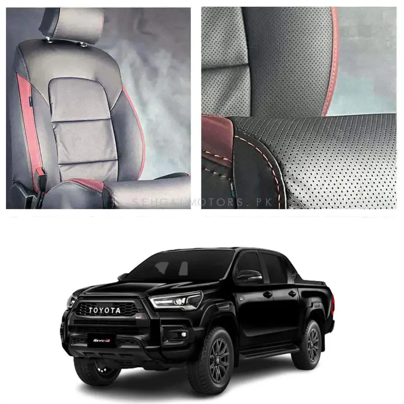 Toyota Hilux Rocco Gr Breathable Seat Covers – Black & Red, 2022–2024 & 2026–2027 1