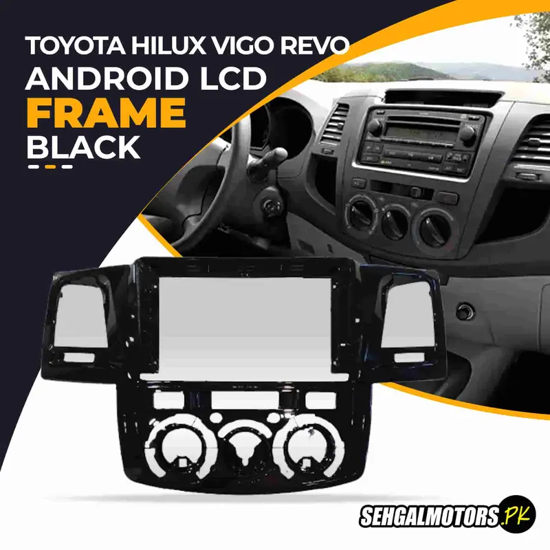 Toyota Hilux Vigo & Fortuner (2005–2014) Android Lcd Dash Frame – 9-Inch Glossy Black With Grip 1
