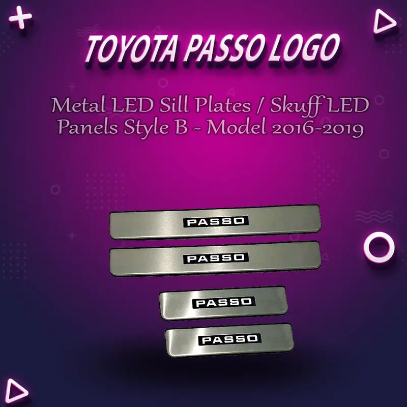 Toyota Passo Stainless Steel Led Door Sills – Style B, 2016–2019 1