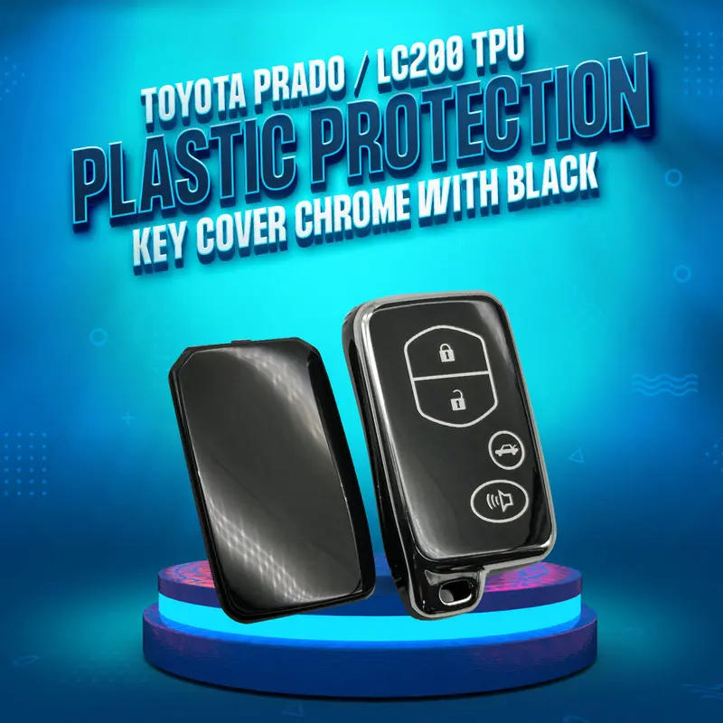 Toyota Prado / Lc200 2009–2021 Tpu Key Cover – Chrome-Black Design With 4 Buttons 1