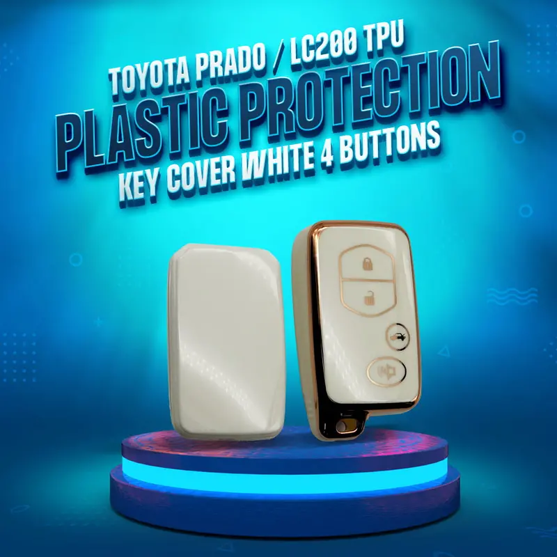 Toyota Prado / Lc200 Tpu Key Cover – White With Premium Build (4-Button, 2009–2021) 1