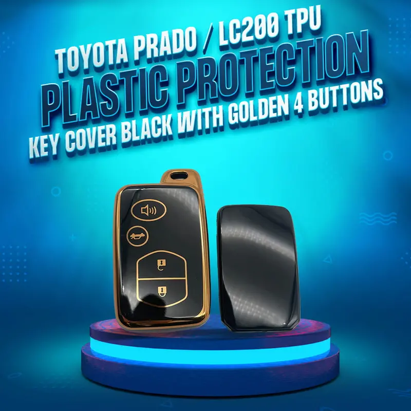 Toyota Prado / Lc200 Tpu Key Protector – Black Shell With Gold Detailing, 4 Buttons (2009–2021) 1