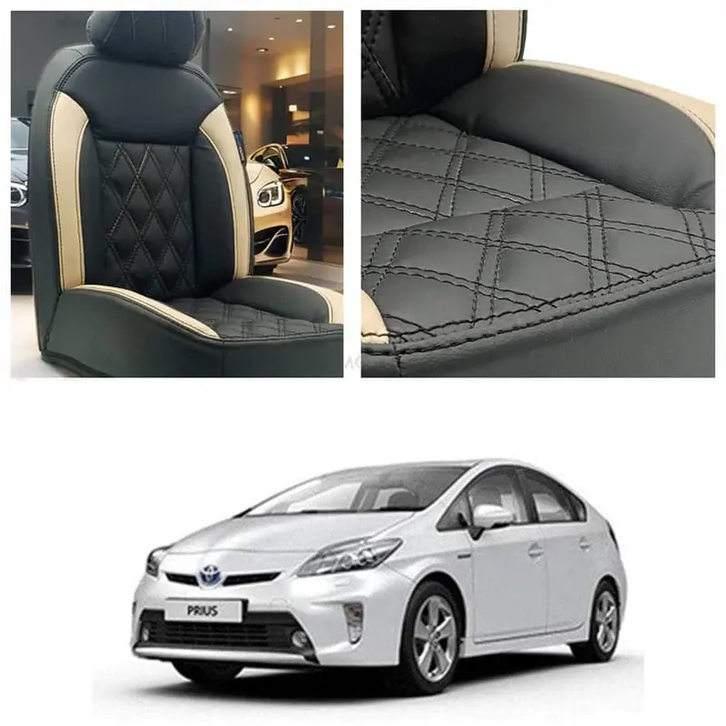 Toyota Prius Black & Beige Diamond-Pattern Seat Covers (2009–2015) 1