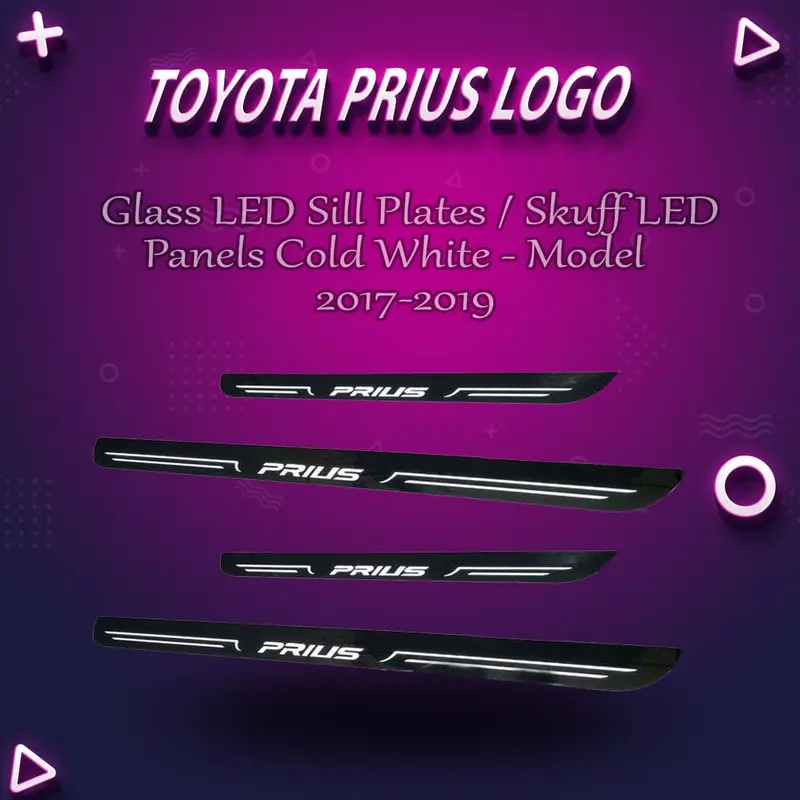 Toyota Prius Tempered Glass Led Door Sills – Cold White Illumination, 2017–2019 1