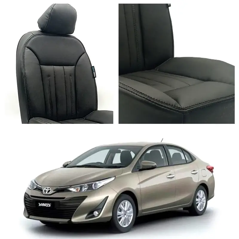 Toyota Yaris Black Seat Covers – Sleek Audi-Style Interior (2020–2024) 1