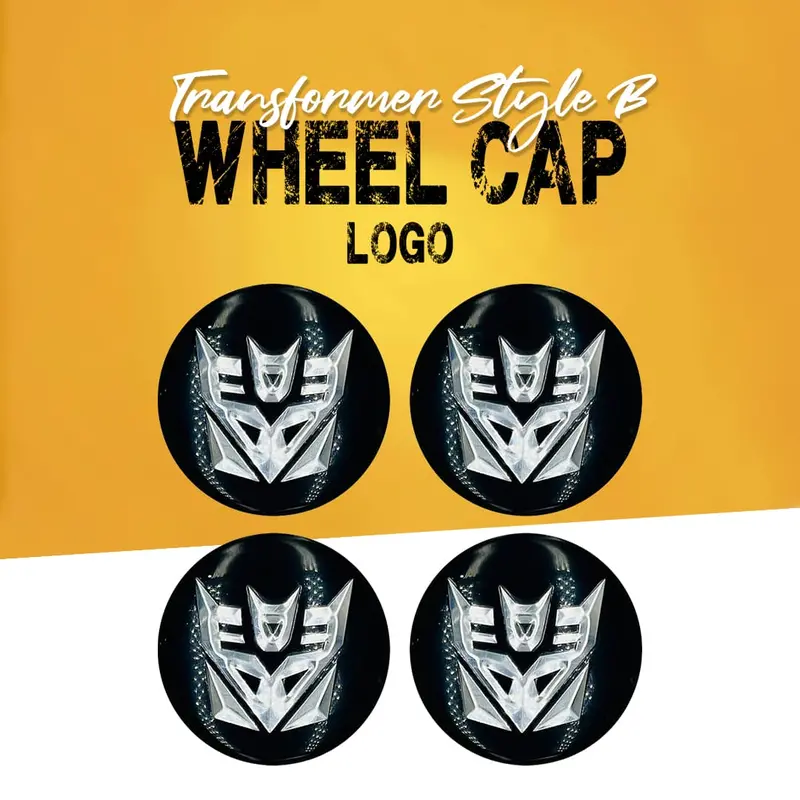 Transformer-Style B Wheel Center Caps – Chrome Hub Badges (Set Of 4) 1