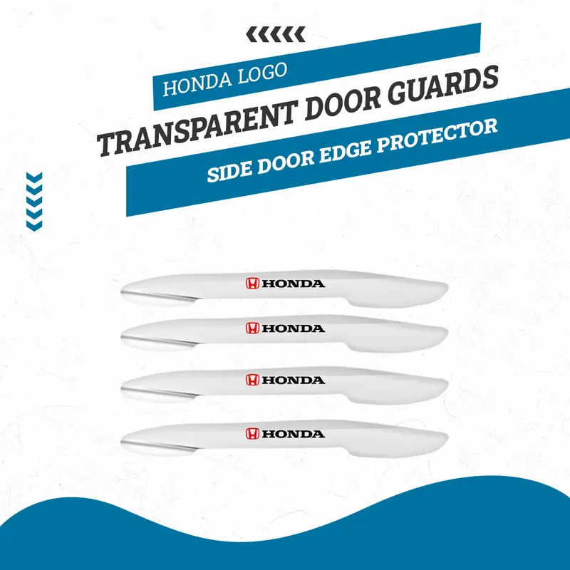 Transparent Honda Logo Door Edge Guards – Clear Side Protector Strips 1