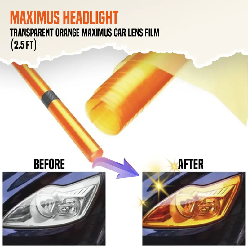 Transparent Orange Lens Tint Film – 2.5-Foot Roll For Headlight & Taillight Customization 1