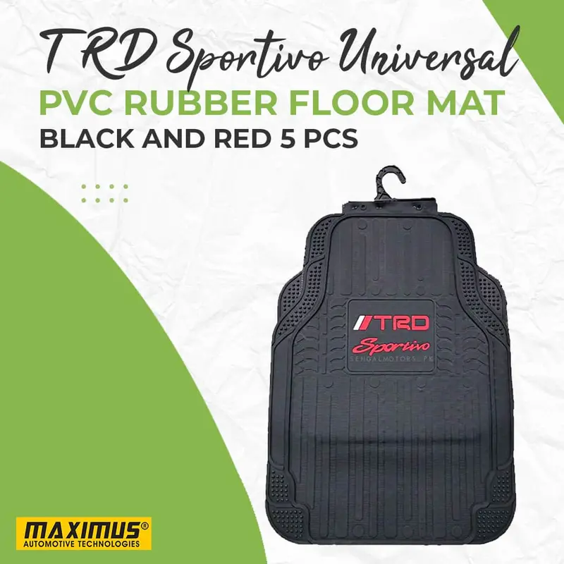 Trd Sportivo All-Weather Rubber Floor Mats – 5-Piece Black & Red Set 1