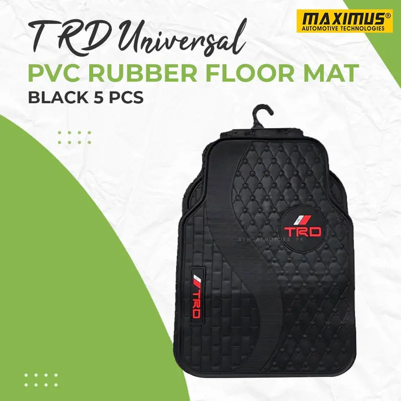 Trd Universal Rubber Floor Mats – 5-Piece Black Mix Design Set 1