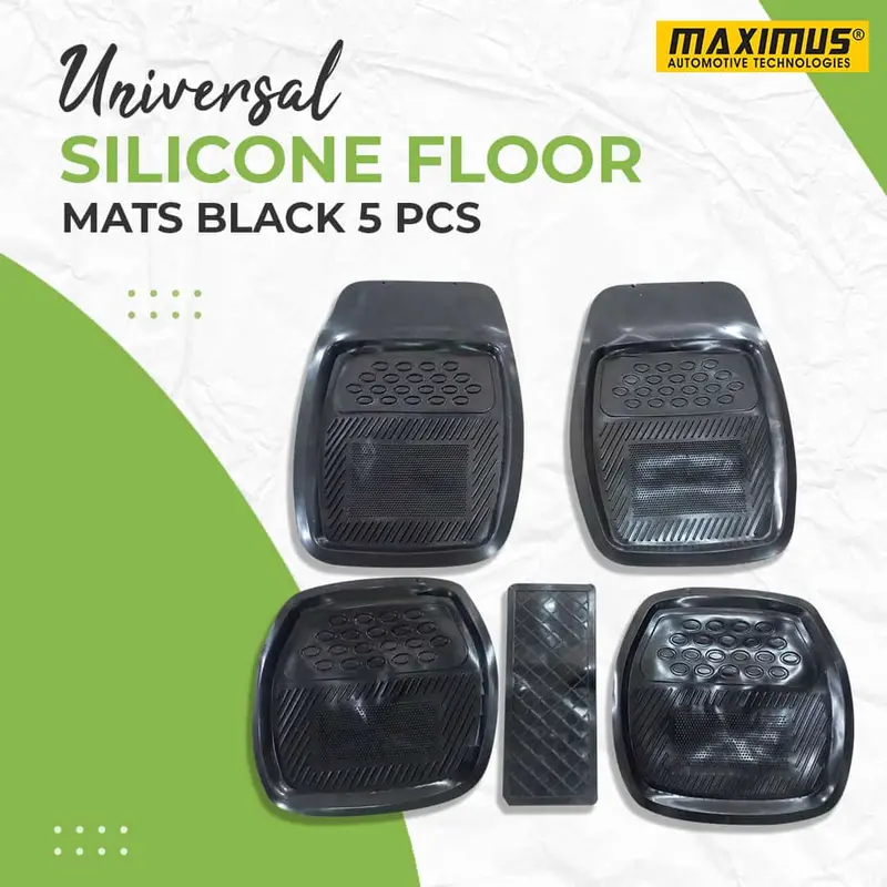 Universal 5-Piece Silicone Floor Mats – Black, Mixed Pattern Design (Model 050) 1