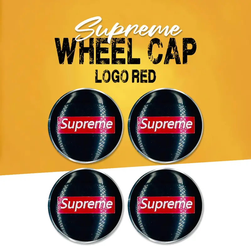 Universal Red-Accent Wheel Hub Caps – Bold Center Logo Design (4-Pack) 1