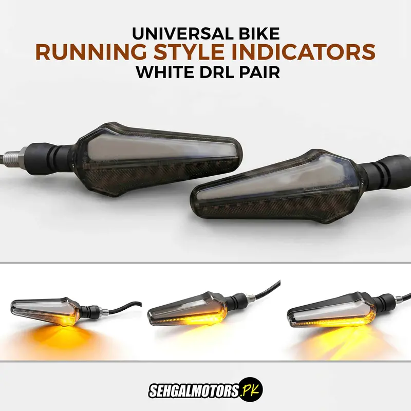 Universal White Drl Motorcycle Turn Signals – Running Light Style Pair 1