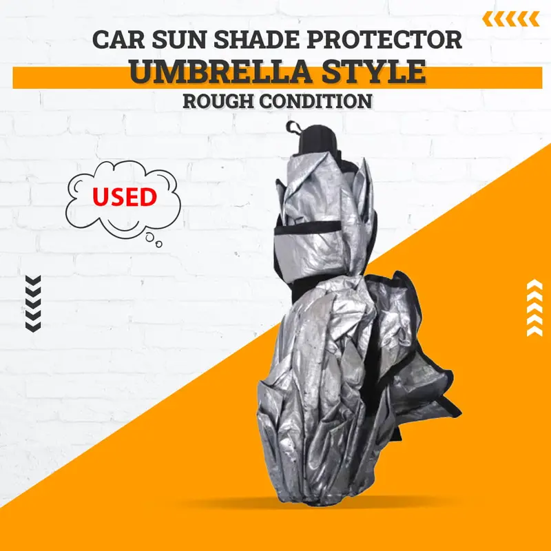 Used Umbrella-Style Car Sun Shade — Foldable Interior Protector 1