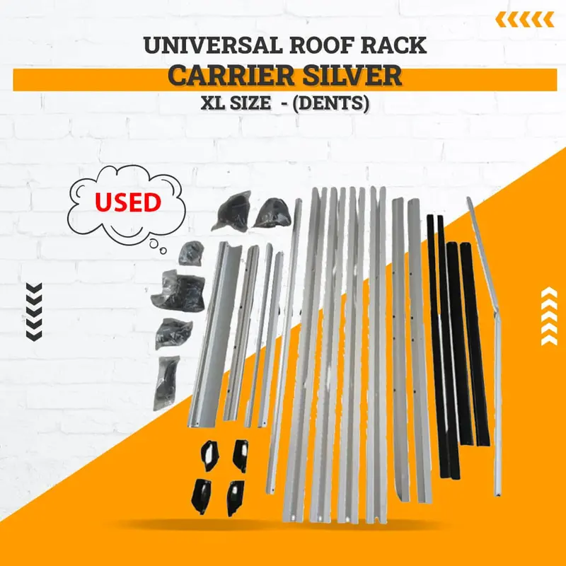 Used Universal Roof Rack Carrier – Silver, Xl Size, With Cosmetic Dents 1