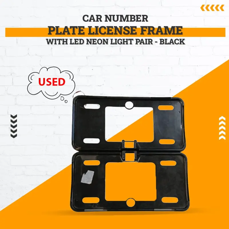 Vintage License Plate Frame – Led Neon Accent (Black Pair), Lights Nonfunctional 1
