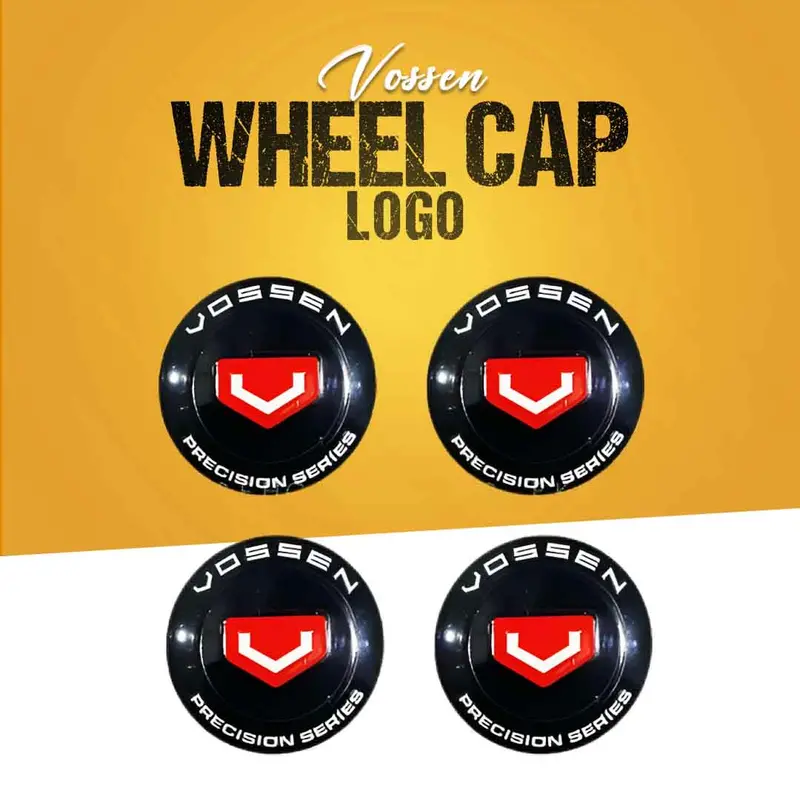 Vossen-Style Wheel Center Cap Badges – 4-Piece Chrome Hub Sticker Set 1