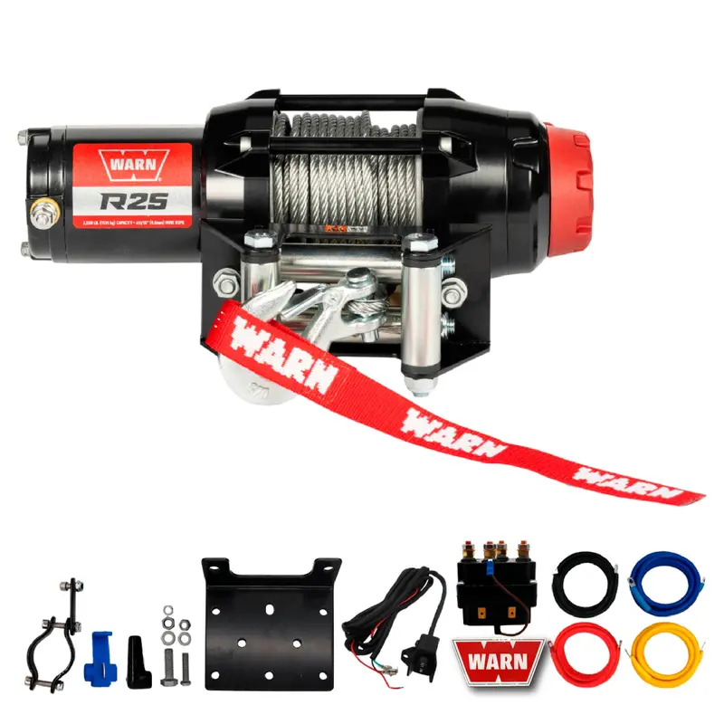 Warn R25 Wire Rope Winch – 2,500 Lb Pull, 50 Ft 3/16" Steel Cable, Roller Fairlead, Remote-Controlled Atv/Utv Recovery System 1