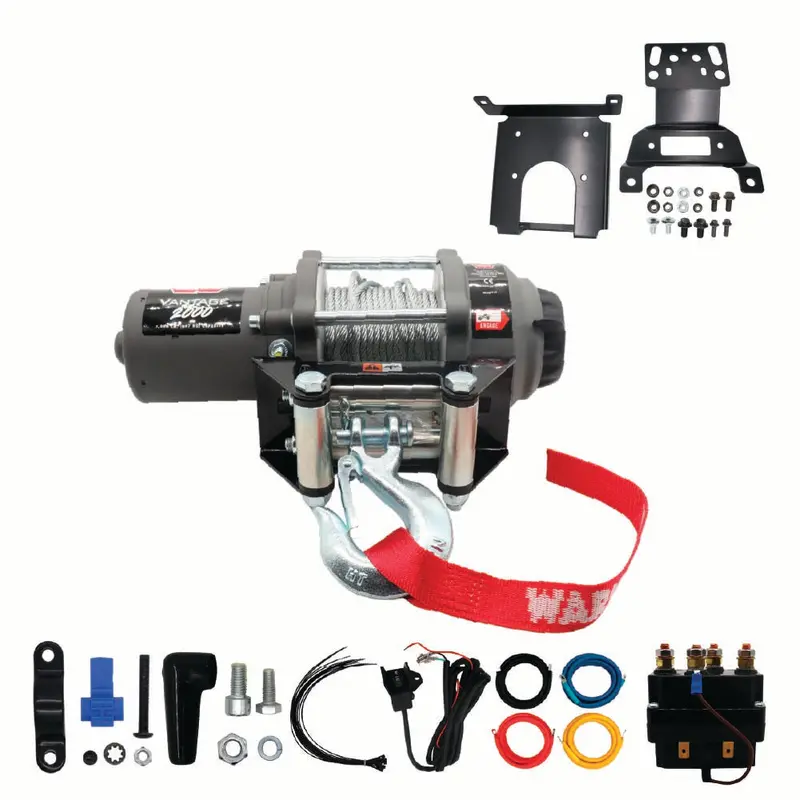 Warn Vantage 2000 Winch & Mount Kit For Polaris Rzr & General (2014–2025) – Compact Steel Mount 1