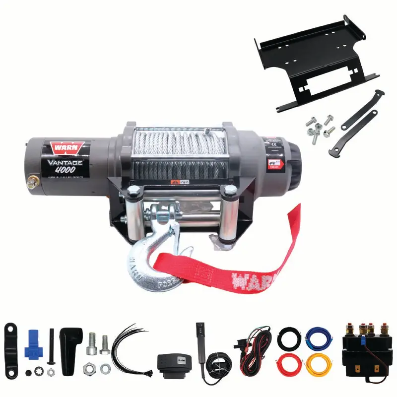 Warn Vantage 4000 Electric Winch (4,000 Lb Capacity) + Dedicated Mounting Kit For 2019–2022 Honda Talon 1000X/R Utvs (108214 + 102600) 1