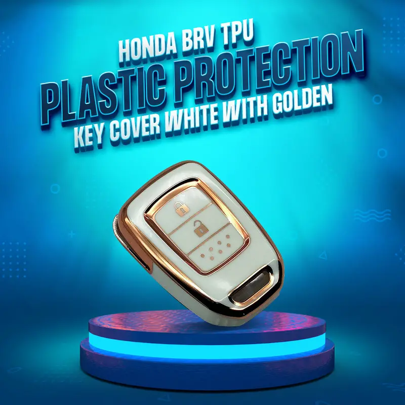 White And Gold Tpu Key Protector For Honda Br-V (2017–2025), 2-Button Fit 1