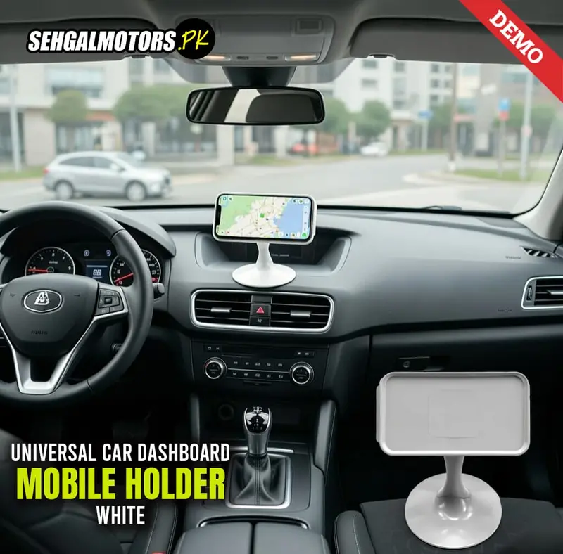 White Dashboard Phone Mount – Universal Suction-Cup Mobile Holder For Cars 1