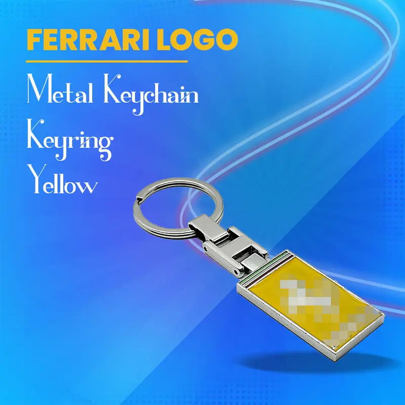 Yellow Ferrari-Emblem Metal Keyring 1