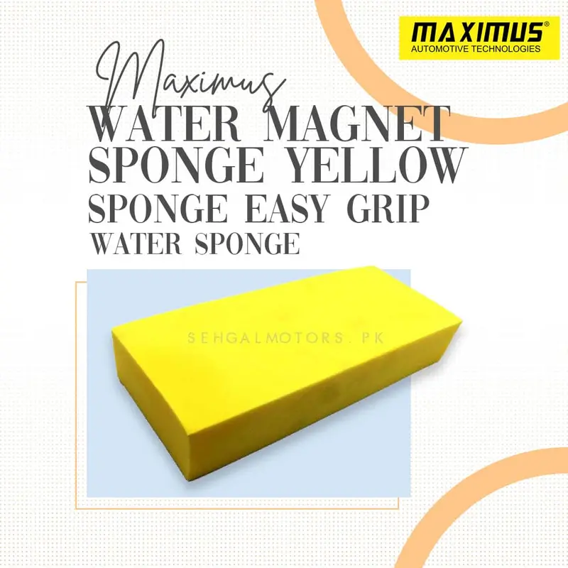 Yellow Magnetic Grip Car Wash Sponge – High-Absorption Water Removal Tool 1
