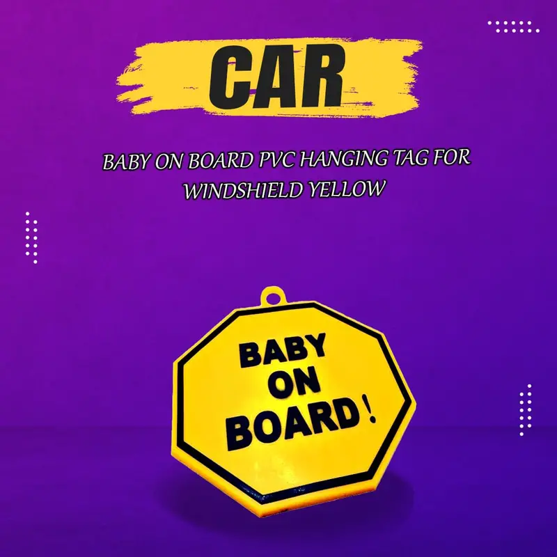 Yellow Pvc 'Baby On Board' Windshield Hanging Sign – Safety Visibility Tag 1