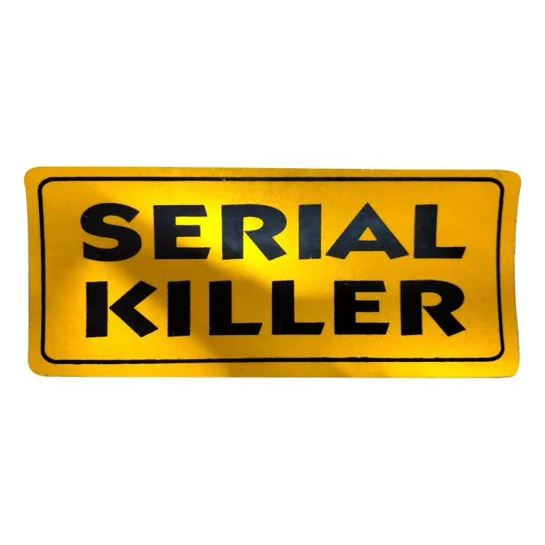 Yellow Warning Decal: 'Serial Killer Alert' Safety Sticker 1
