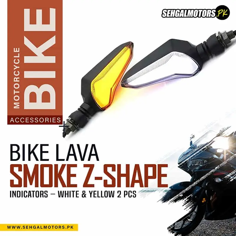 Z-Shape Smoke Lava Motorcycle Indicators – White & Yellow Dual-Color Pair 1