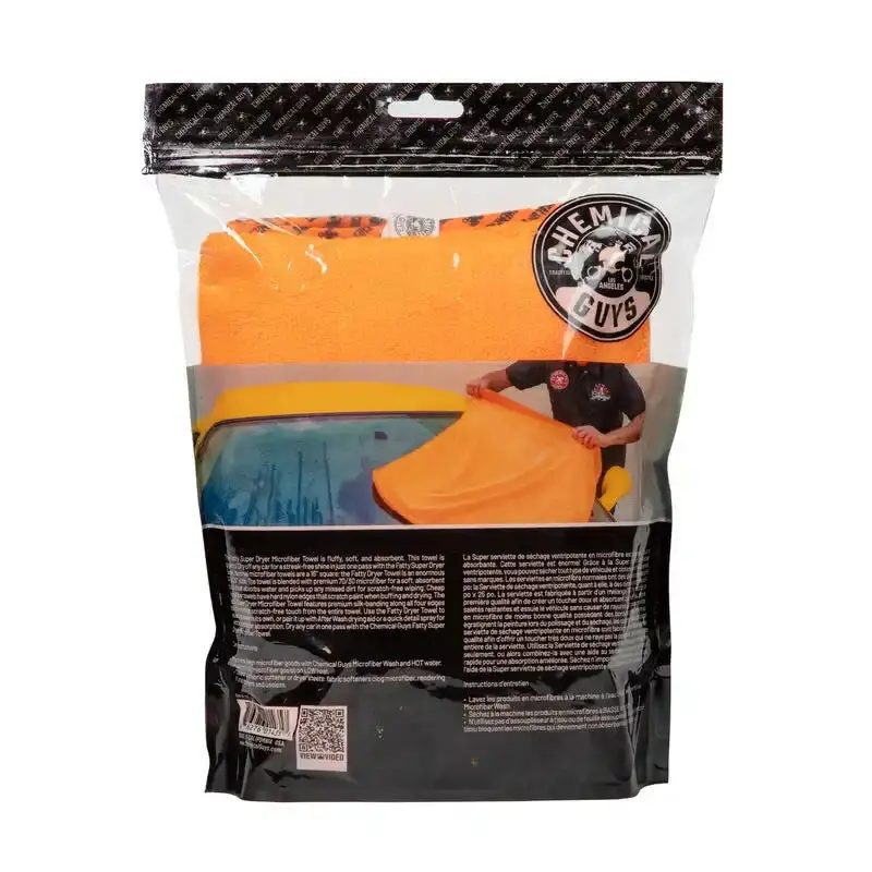 Chemical Guys Fatty Super Dryer Microfiber Towel – 25" × 34", Orange (Case Of 12) 1