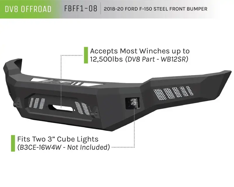 Dv8 Off-Road Full-Width Front Bumper For 2018–2023 Ford F-150 Trucks 1