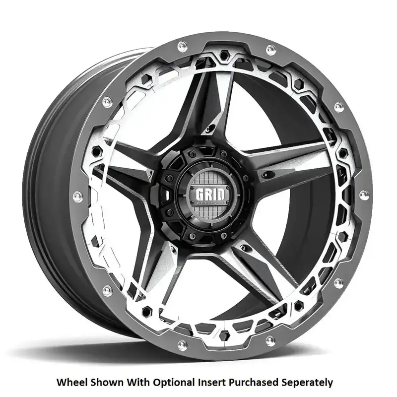 Grid Gd04 Off-Road Wheel – 17X9 Inches, 5X5.5"/150Mm Bolt Pattern, -44Mm Offset, Gloss Black/Milled Face 1