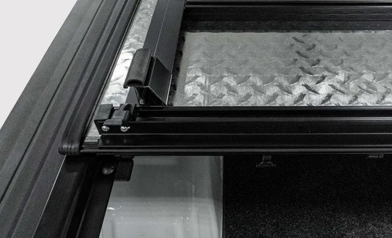 Lomax Hard Tri-Fold Truck Bed Cover – Black Diamond Mist Split-Rail Design 1