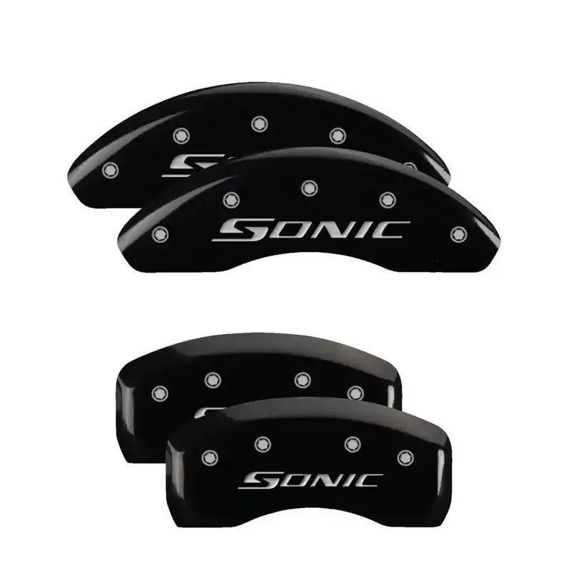 Mgp Engraved 4-Piston Caliper Covers – Front And Rear, Black Base With Silver Accent 1