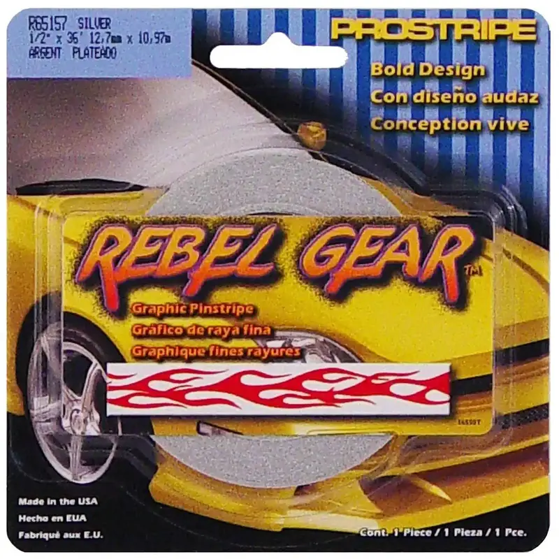 Rebel Gear Flame Accent Decal – Metallic Silver Finish 1